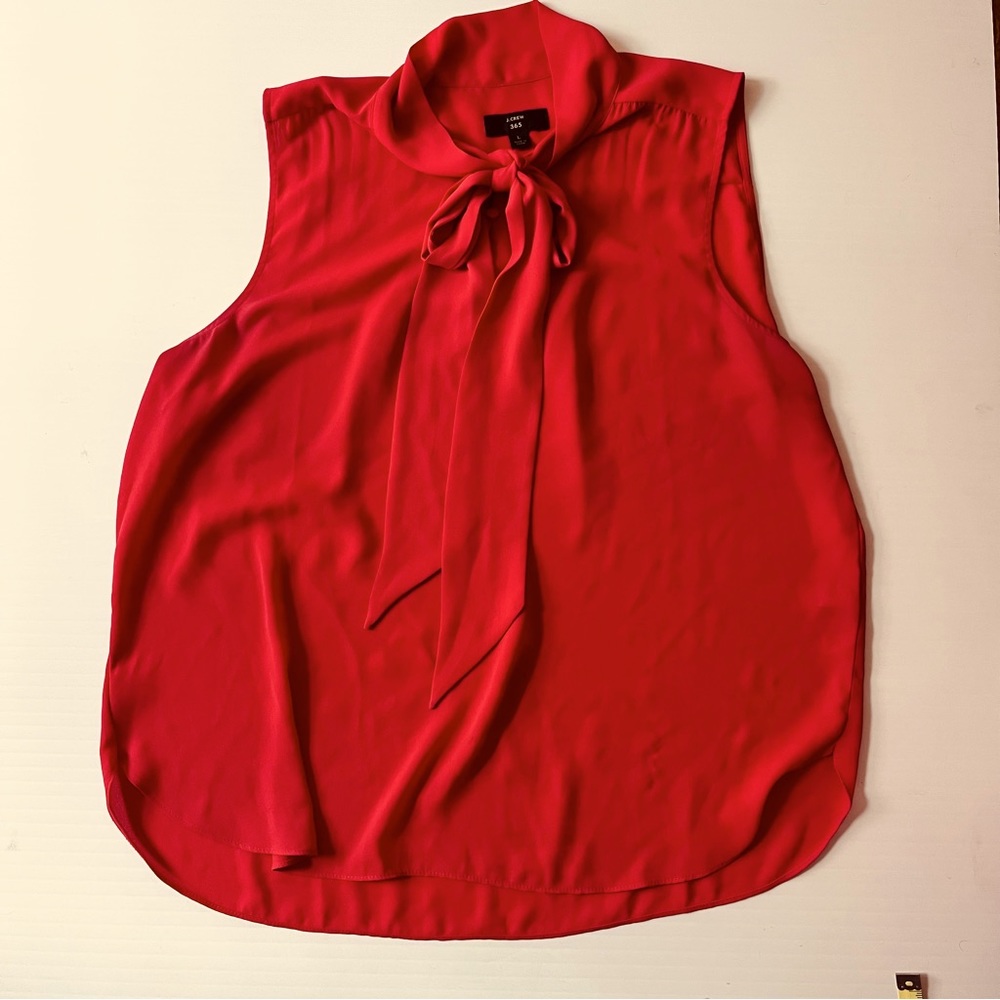 J.Crew sleeveless top with tie collar red size large